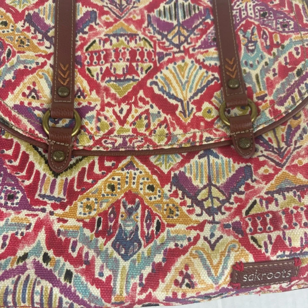Sakroots Convertible Backpack Shoulder Bag-Mult Colored Boho Pattern Canvas